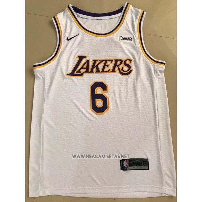Camiseta Los Angeles Lakers LeBron James NO 6 Association 2021-22 Blanco